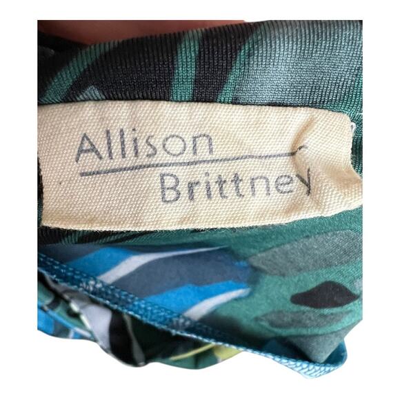 Allison Brittney Dress Women's M Multicolor Abstract Print Surplice Neck M Y2K - Picture 6 of 7